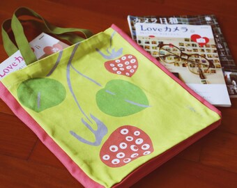 Hand Printing Tote Bag ~ Strawbarry by Yumeji Takehisa