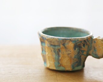 Shannon's Handmade Ceramics Coffee Cup ~ Raku Clay~ P. Green SH00265
