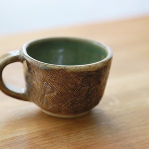 Handmade Ceramics Coffee Cup ~ Rustic Carving SH00240