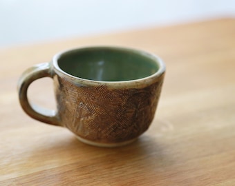 Shannon's Handmade Ceramics Coffee Cup ~ Rustic Carving SH00240