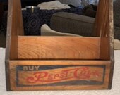 Vintage Pepsi Cola 6 Pack Wooden Bottle Crate Double Dot Carrier