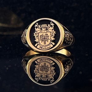 Custom Made Family Crest Signet Ring Personalized Coat of - Etsy