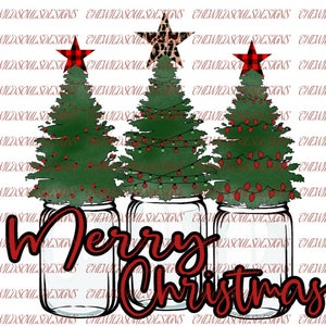 Mason jar Christmas tree Merry Christmas Design sublimation Digital download