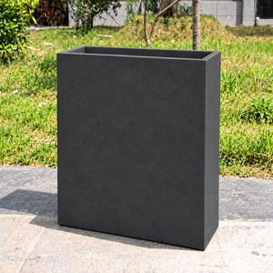 Outdoor Trough Planter Dark Grey Narrow Concrete Garden Pot Large Raised Flower Bed Outdoor Rectangle Planter Box For Succulent Patio Pot