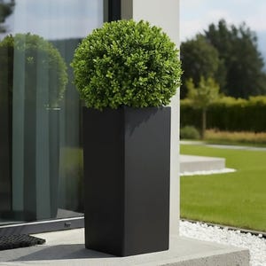 Tall Black Concrete Planter – Modern Fibrestone Pot for Trees, Shrubs & Palms | Outdoor Indoor Minimalist Garden Decor