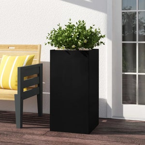 Tall Black Contemporary Modern Light Concrete Planters Pots for Outdoor Balcony Garden Terrace Trees Shrubs Palms Standards Modern Decor