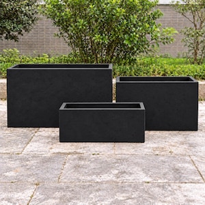 Black Medium Concrete Trough Planter
