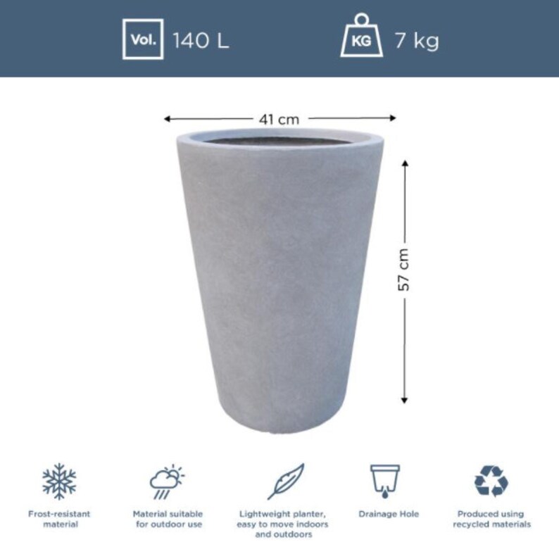 Modern Contemporary Round Tall Stone Vase Light Grey in Etsy UK