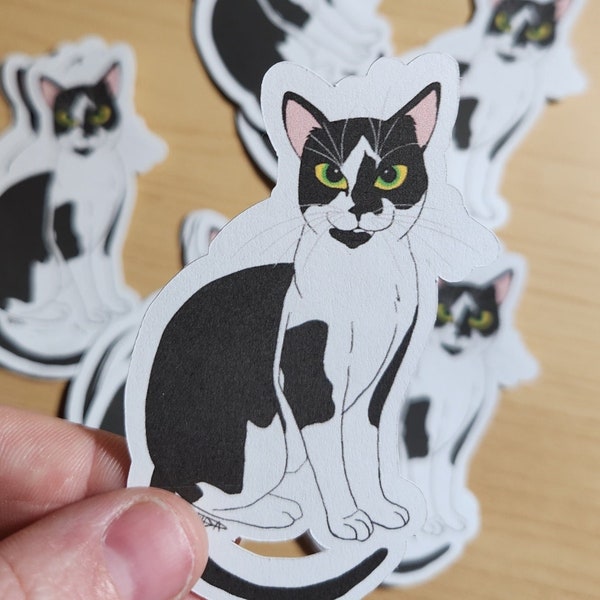 Tuxedo Cat Sticker, Black and White Cat Sticker