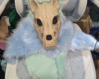 Testa da fursuit Skulldog blu e verde preassemblata, testa da mascotte Skulldog