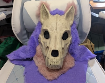 Testa da fursuit Skulldog rosa e viola preassemblata, testa da mascotte Skulldog