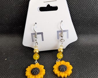 Orecchini pendenti a forma di girasole