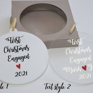 Personalized Christmas Ornament for Engaged Couple, Couple Christmas Ornament, Acrylic Ornament, Wood Ornament