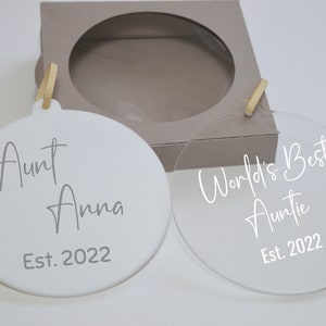 Personalized Christmas Ornament for new Aunt, Pregnancy Announcement to Aunty