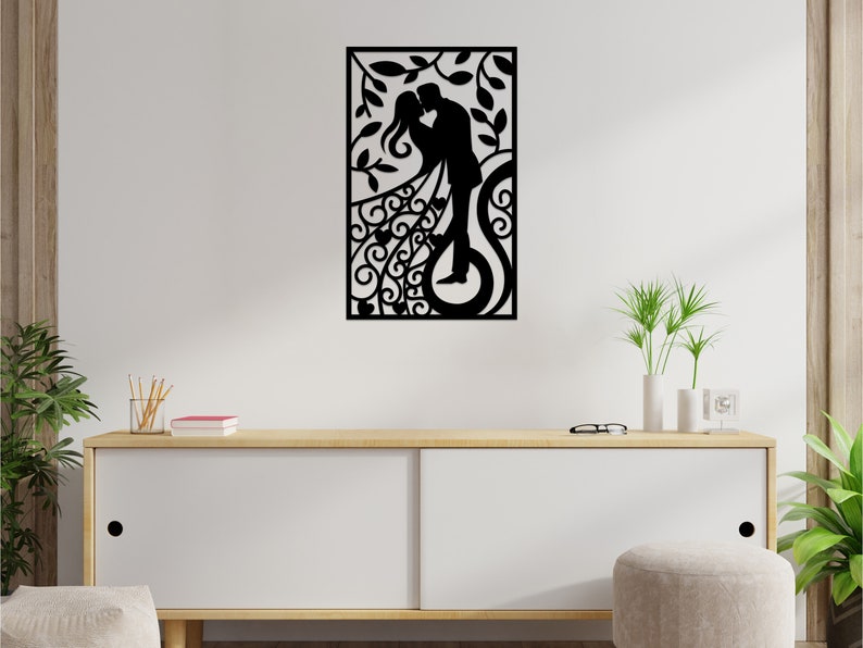 Wedding Couple Metal Art, Bedroom Metal Wall Decor, Love Metal Wall Art