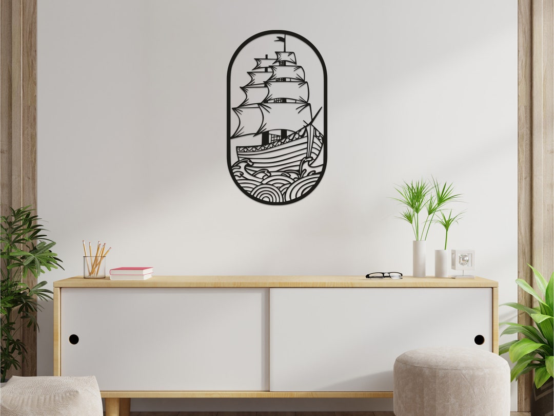 Ship Metal Wall Art, Boat Metal Wall Decor, Outdoor Metal Art, Ship