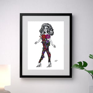 Drag the Queen Through the Flowers Art Print, Poster - Wall Decor, Art Deco, Home Decor, Pride Art, Drag Queen Art, LGBTQ