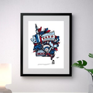 Dreaming of Chicago Cubs Baseball Abstract Art Print, Poster -  Wall Home Decor, Blackhawks, Bears, Sox, Bulls, Chicago Gift, Boyfriend Gift