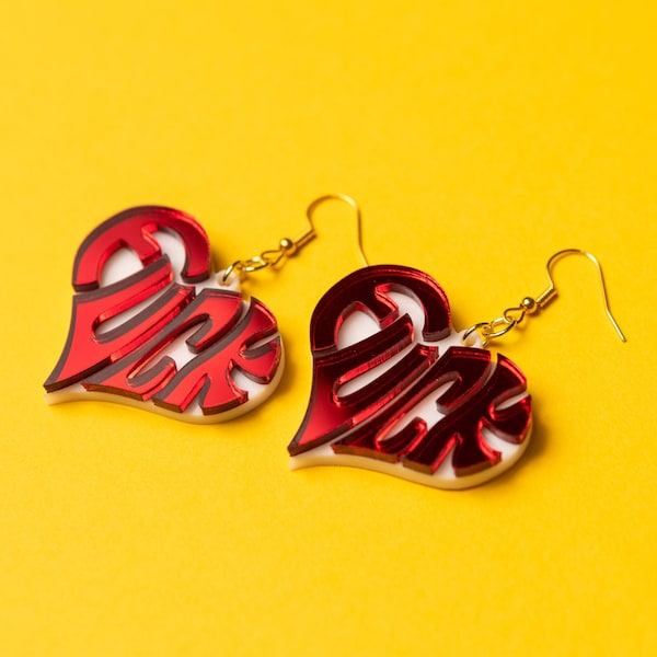 Fuck Heart Earrings | Statement Earrings | Funny Gift | Retro Earrings | Mood Earrings | F word | Curse Word Earrings