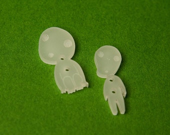 Kodama Tree Spirit Sewing Button Crochet Button Knitting Button Decorative Notion 2" 1" 3/4"