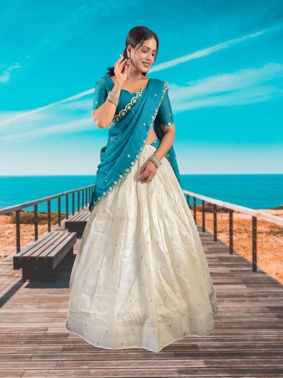 half saree shawl design