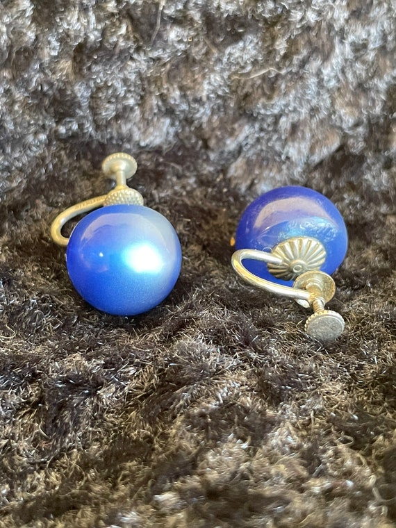 Mid Century Lapis Lazuli and Sterling Silver Earri