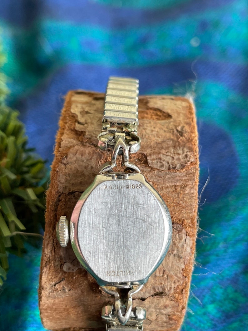 Lady Hamilton 10K White Gold Biggs Watch With 6 Diamond Etsy