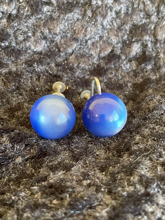 Mid Century Lapis Lazuli and Sterling Silver Earr… - image 5