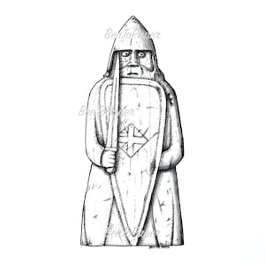 Lewis Chessmen Castle Chess Piece Illustration - DIGITAL DOWNLOAD