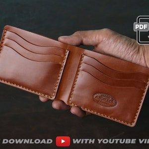 PDF Pattern, 6 Pockets and 1 Cash Slot Bifold Wallet || PDF template pattern A4 & Letter, leather wallet pdf