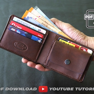 Carteira dobrável com bolso para moedas - Molde em PDF com vídeo tutorial || Tamanho A4