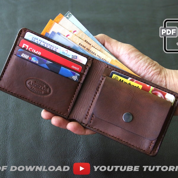 Coin Pocket Bifold Wallet - PDF Pattern with tutorial video || A4 size