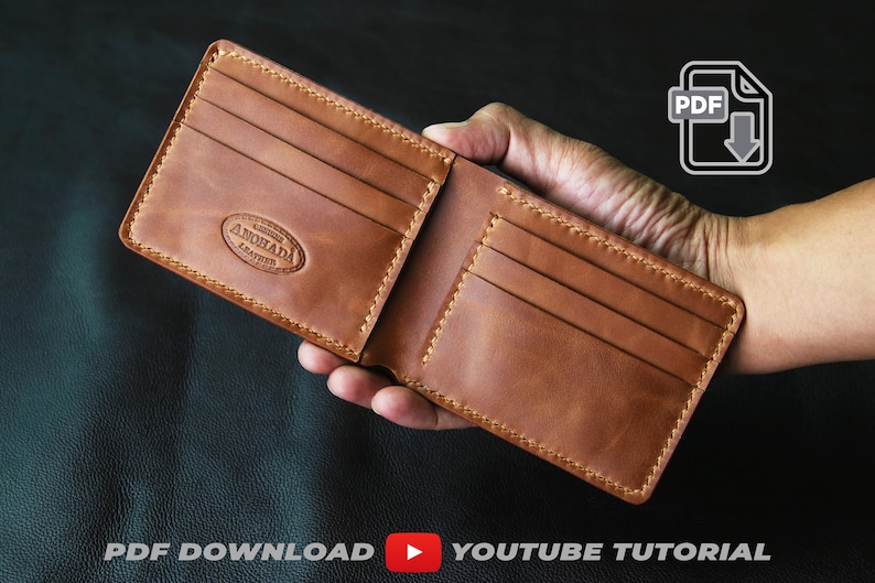 8 Pockets Bifold Wallet PDF Pattern with tutorial video PDF A4 size image 2