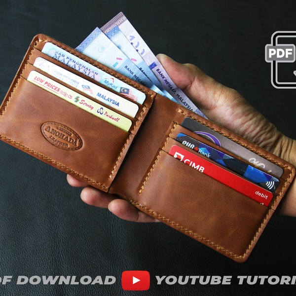 8 Pockets Bifold Wallet - PDF Pattern with tutorial video || PDF A4 size