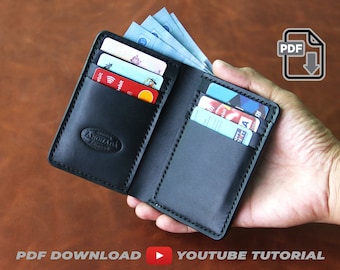 8 Pockets Vertical Bifold Wallet - PDF Template with tutorial video || PDF Letter size