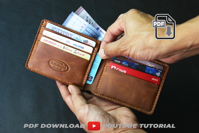 8 Pockets Bifold Wallet PDF Pattern with tutorial video PDF A4 size image 6
