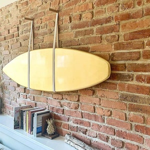 Oak and Leather Surfboard Rack | Pair of Hand Made contemporary style Oak and leather surfboard wall mounts.