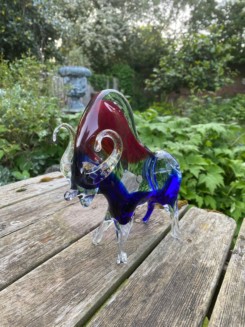 Murano Glass Bull Italian Glass 1950s Mid Century Glass by Sommerso Etsy