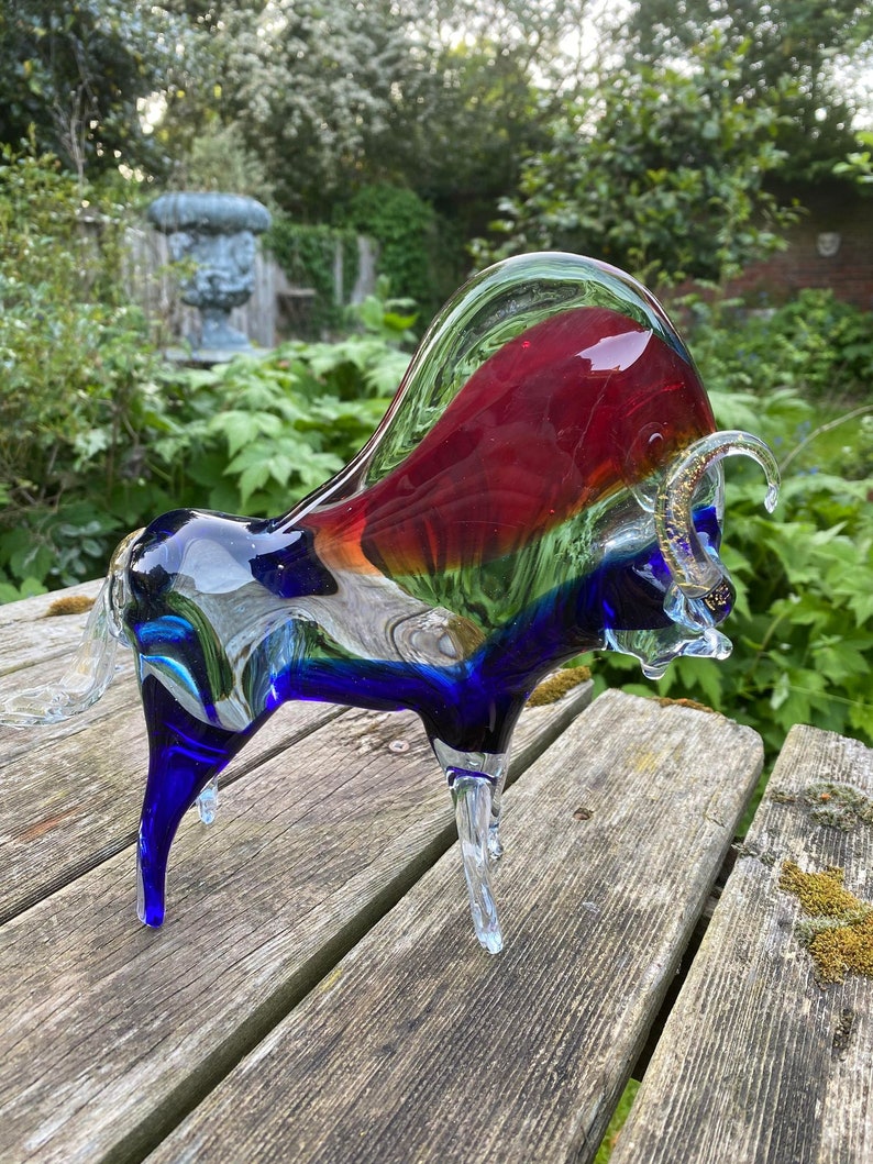 Murano Glass Bull Italian Glass 1950s Mid Century Glass by Sommerso Etsy