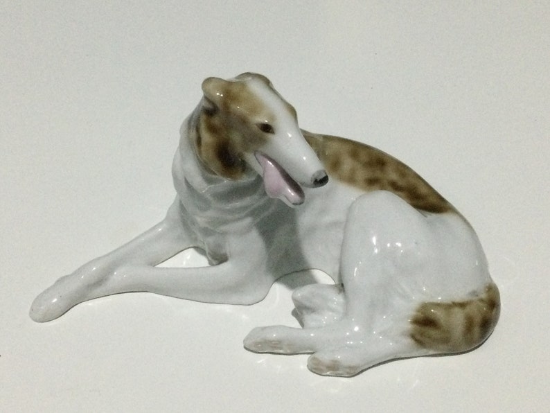 Russian Lomonosov Porcelain Dog 1950s, Russian Porcelain figurin