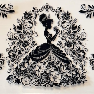 Tiana Outline - Negro - Envoltura UVDTF de 16 oz