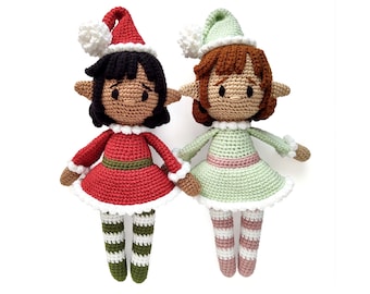 PATTERN - Eva the Christmas Elf, Crochet Doll Pattern (Amigurumi PDF Tutorial)