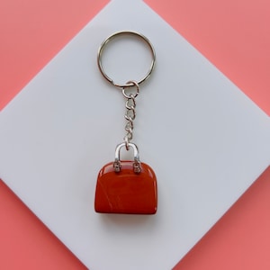 silver plated red jasper handbag keyring