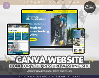 Pressure Washing Website Template: Business Sales Landing Page (Canva Digital Download)
