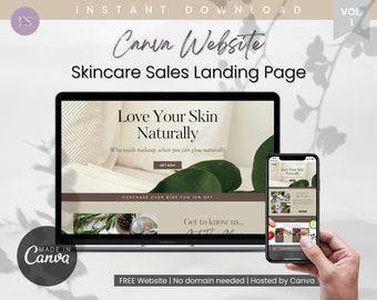 Skincare Sales Page Canva Website Template (Digital Download)