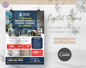 Pressure Washing Flyer Template: Exterior Cleaning Experts (Canva, Digital)