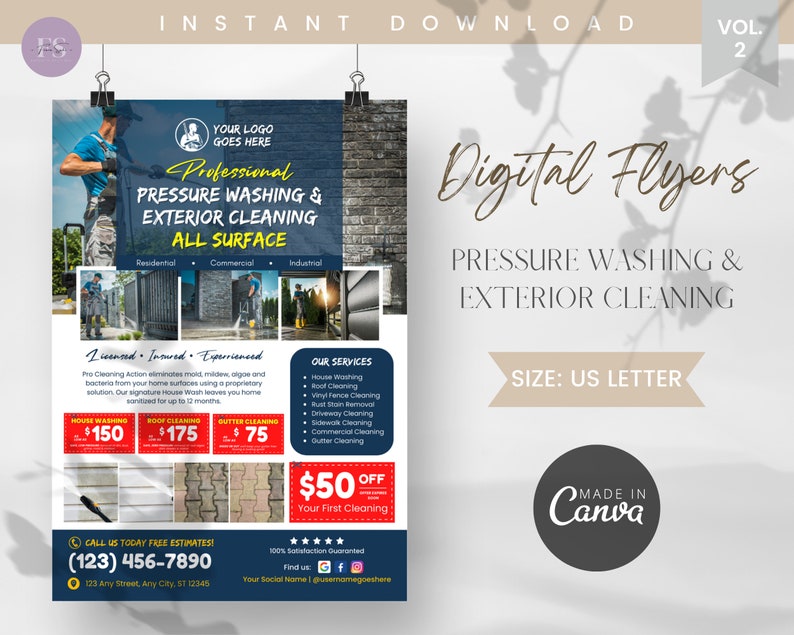 Pressure Washing Flyer Template, Power Washing Experts, Exterior