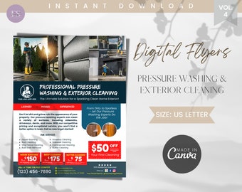 Pressure Washing Flyer Template: Exterior Cleaning E-Flyer (Canva, Digital Download)