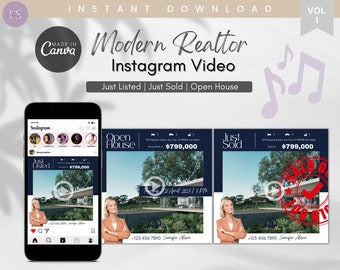 Realtor Instagram Video Template, Real Estate Marketing (Canva)