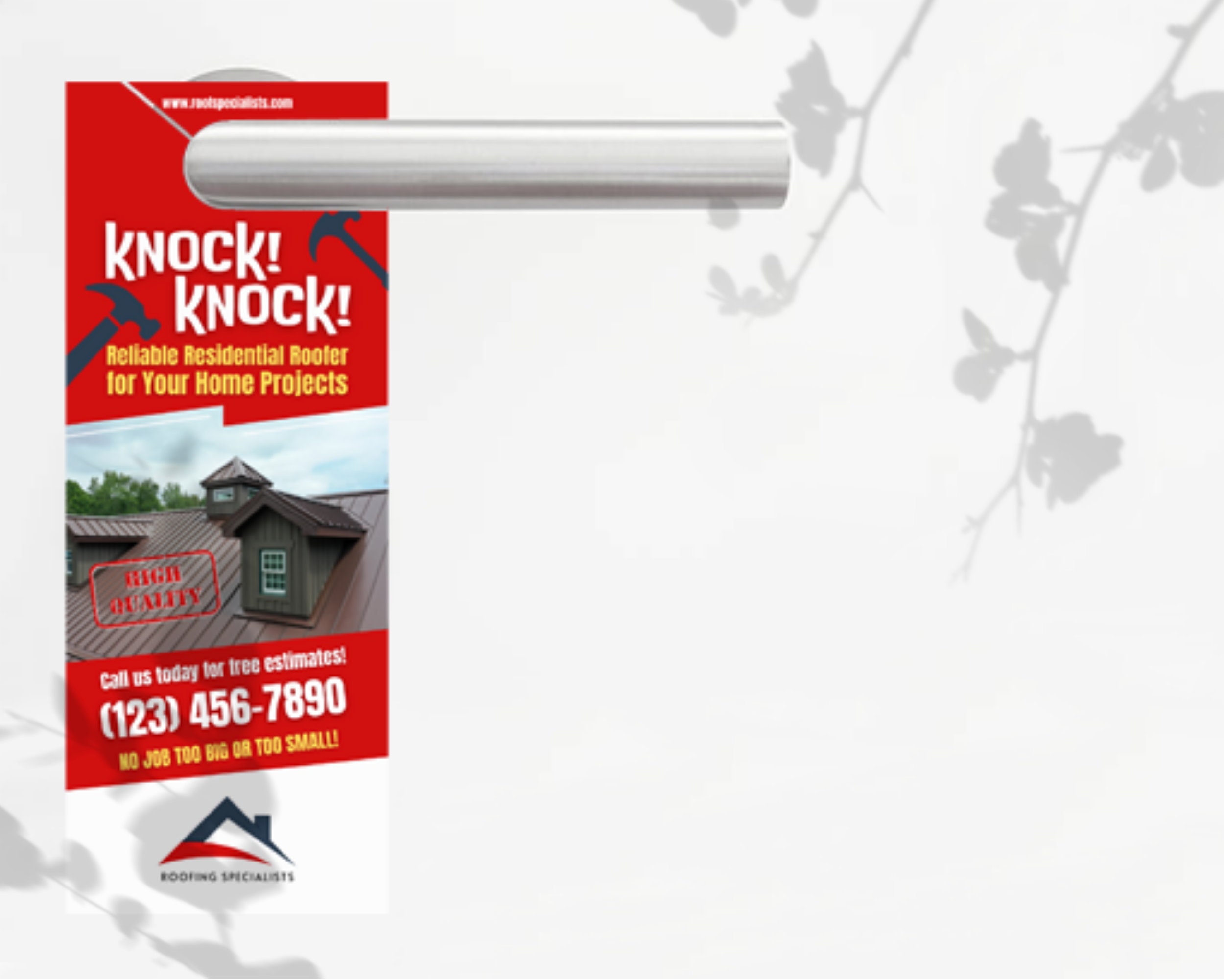 Roofing Business Door Hanger Canva Template, Roof Specialists Door